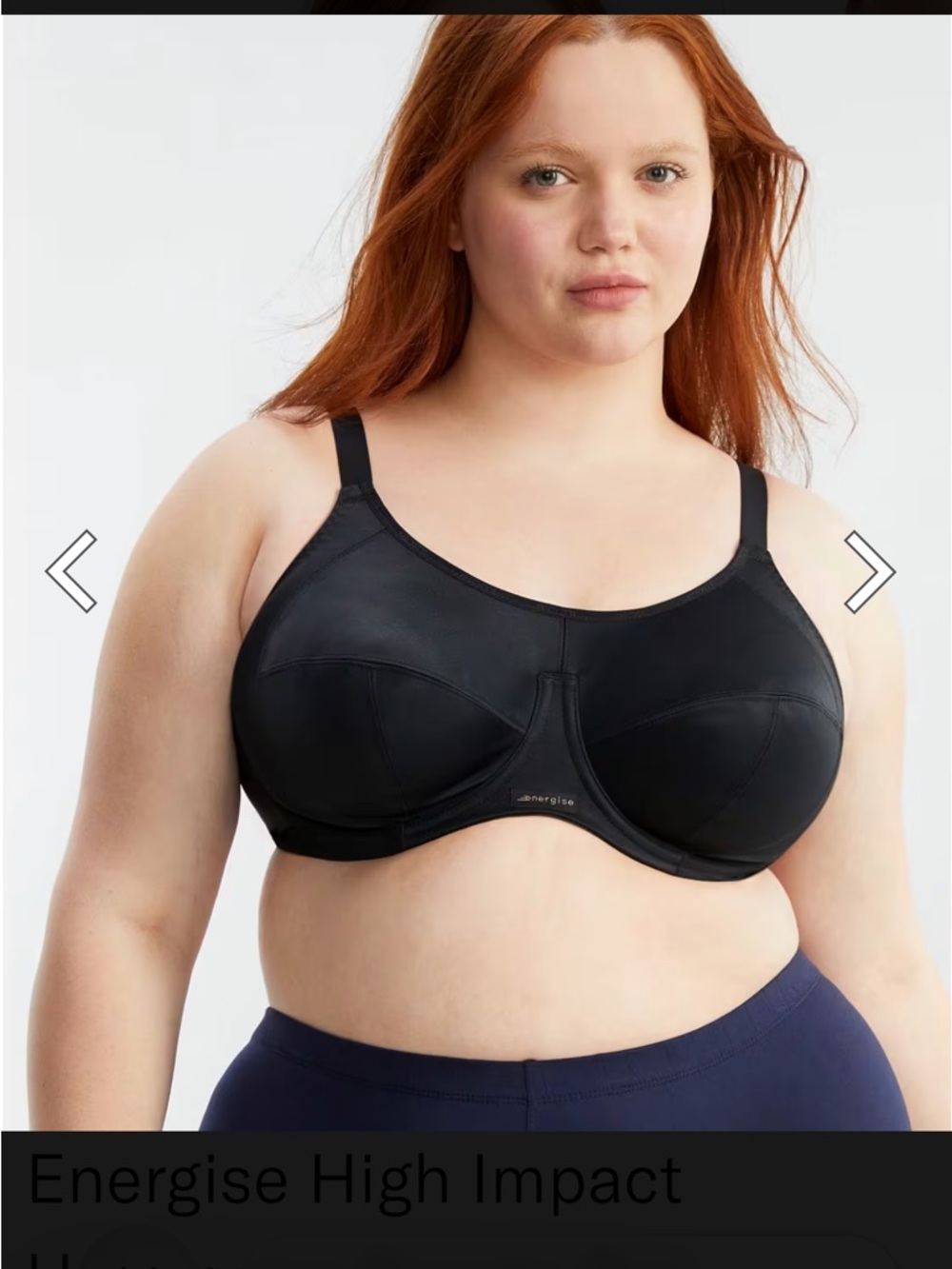 NWT Elomi Energise Black High-Support Underwired Sports Bra, sz. 42K